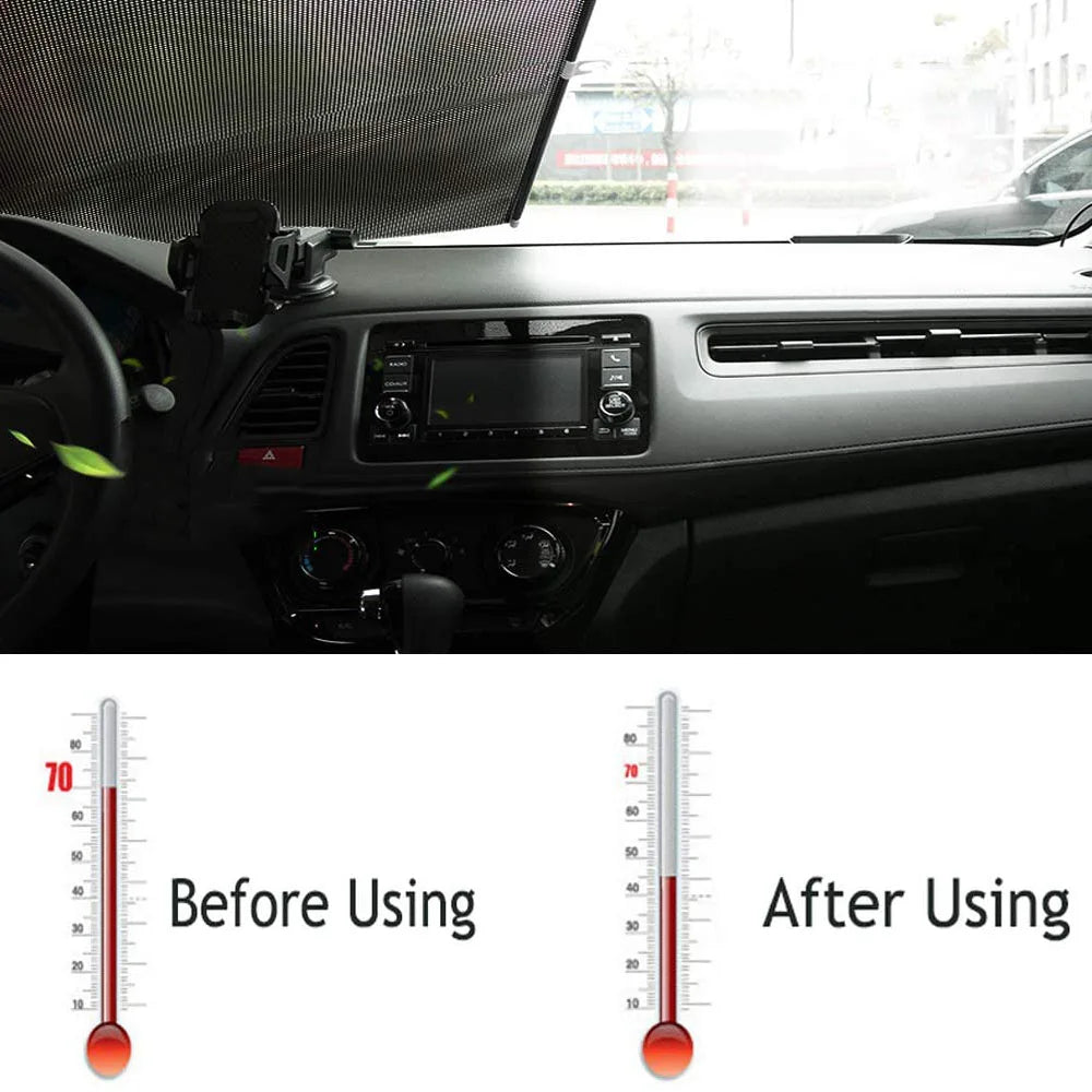 Car Retractable Sunshade, Roll Up UV-Protective Windshield & Side Window Sun Visor Curtain