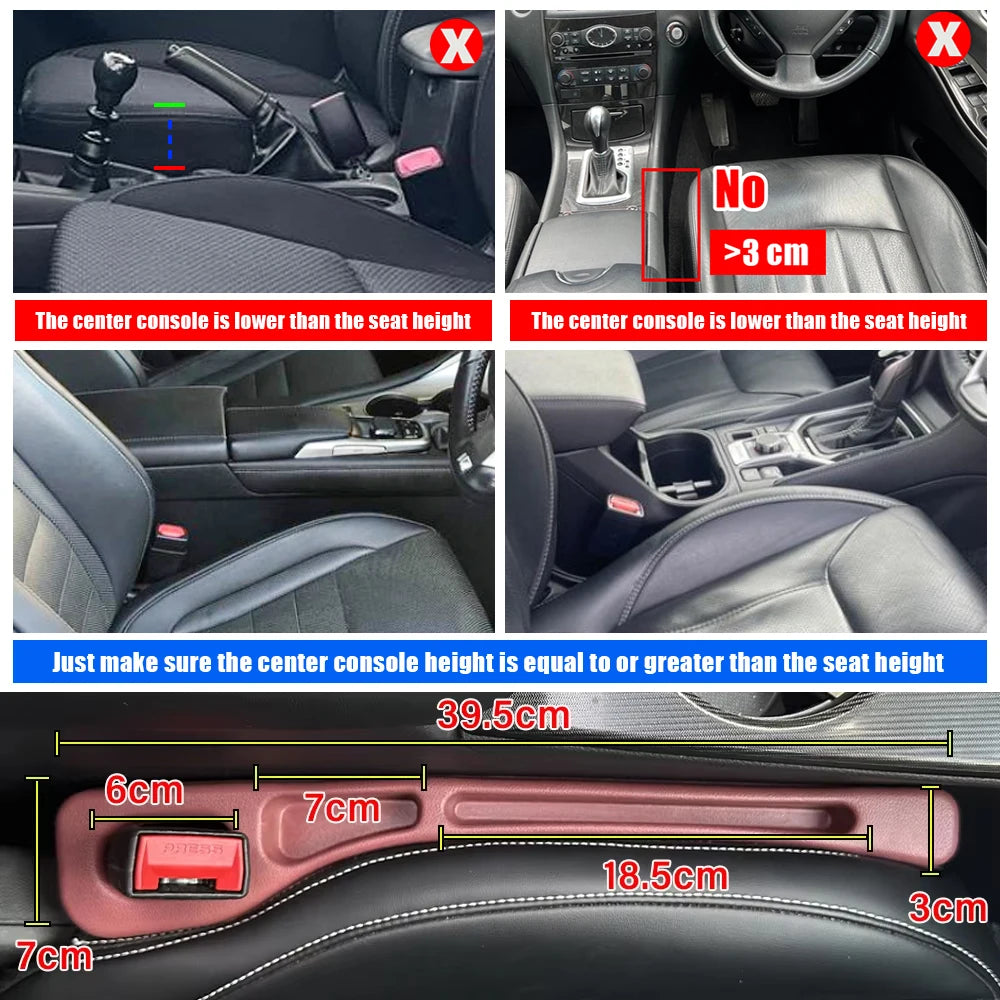 2Pcs Universal Car Seat Gap Filler PU Anti-Leak Stopper Strip, Gap Storage Organiser Accessories