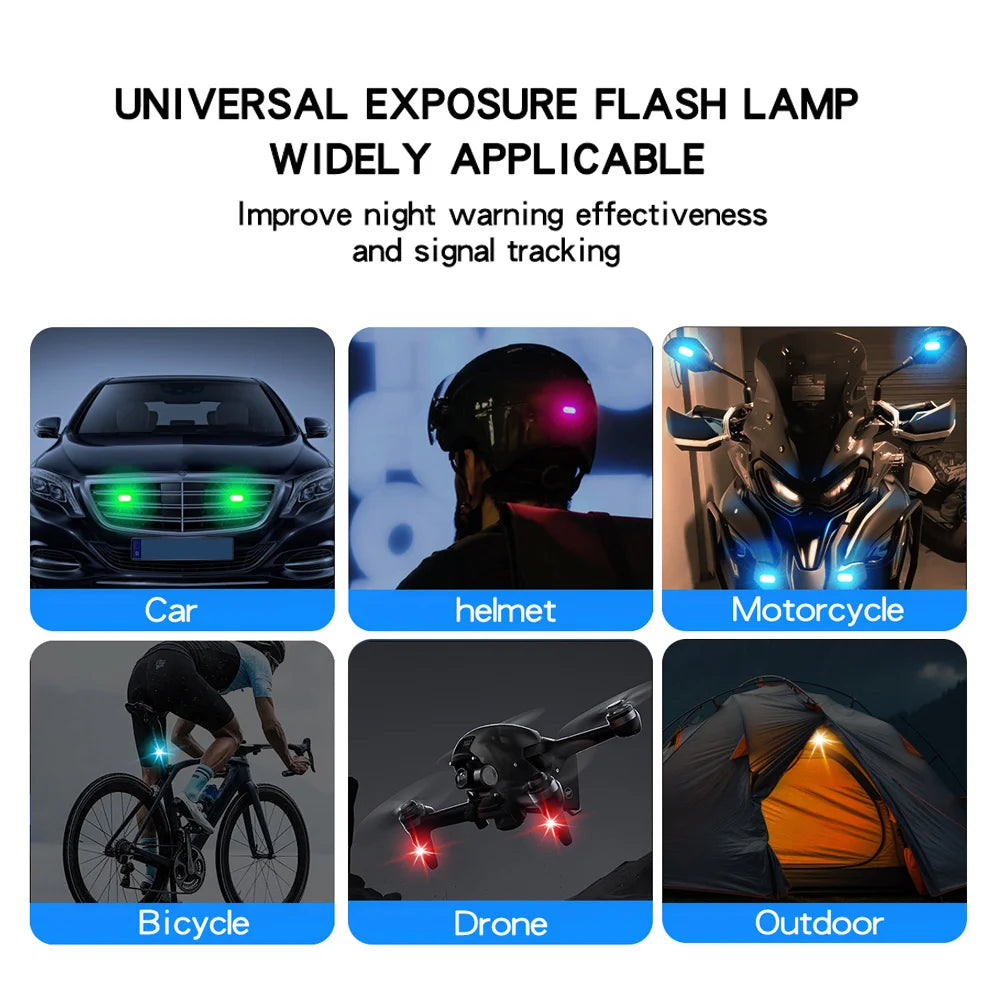 2/4PCS Wireless Rechargeable LED Strobe Lights, 8-Colour Car Atmosphere & Anti-Collision Lamps