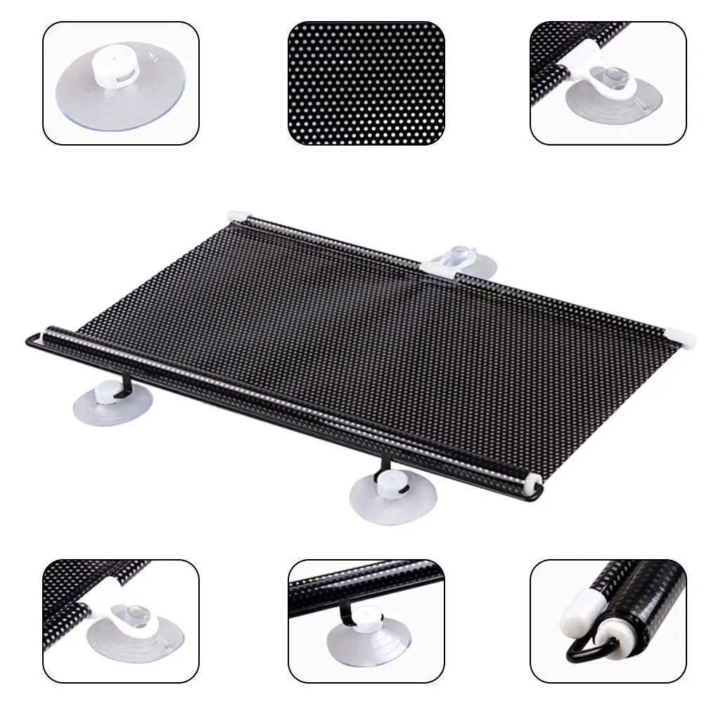Car Retractable Sunshade, Roll Up UV-Protective Windshield & Side Window Sun Visor Curtain