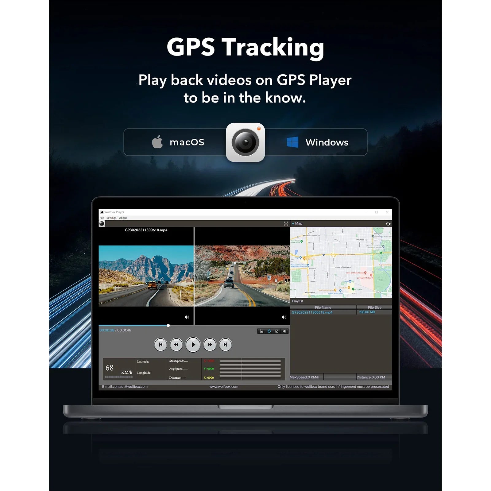 WOLFBOX G930 10 Inch 4K Wifi Dash Camera DVR Mirror Car Cam With GPS Parking Monitor Night Vision
