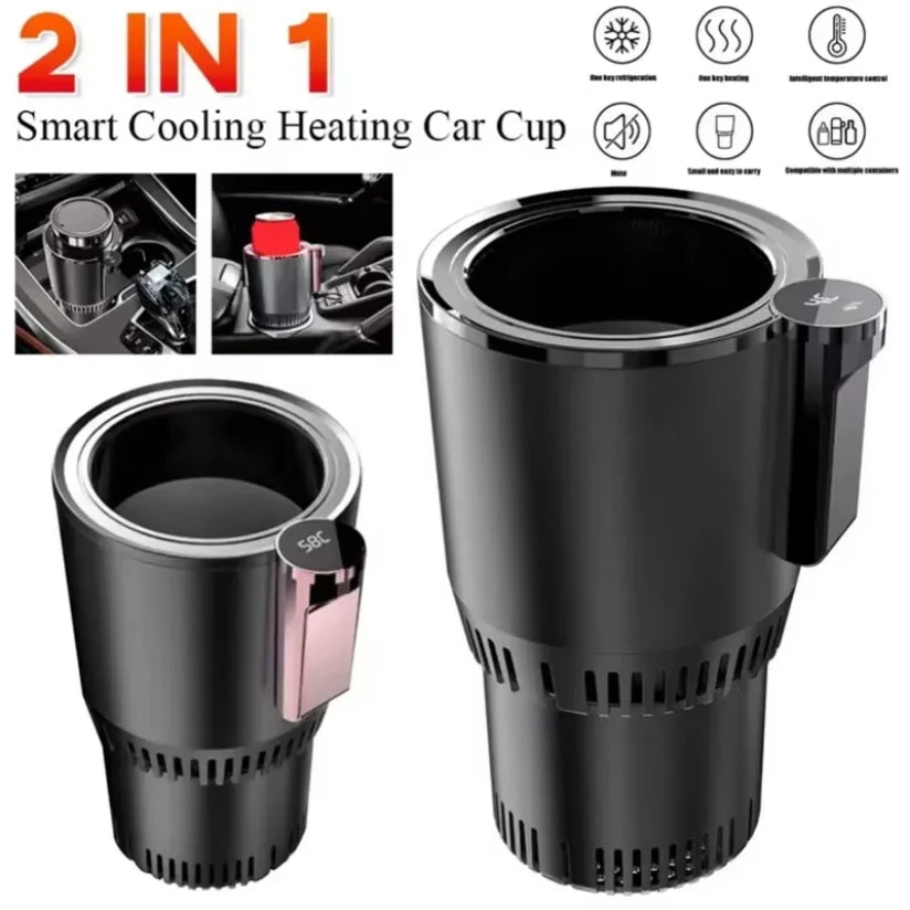 2-in-1 Smart Car Cup Holder, Mini Hot & Cold Drink Warmer Cooler for Car & Office Use