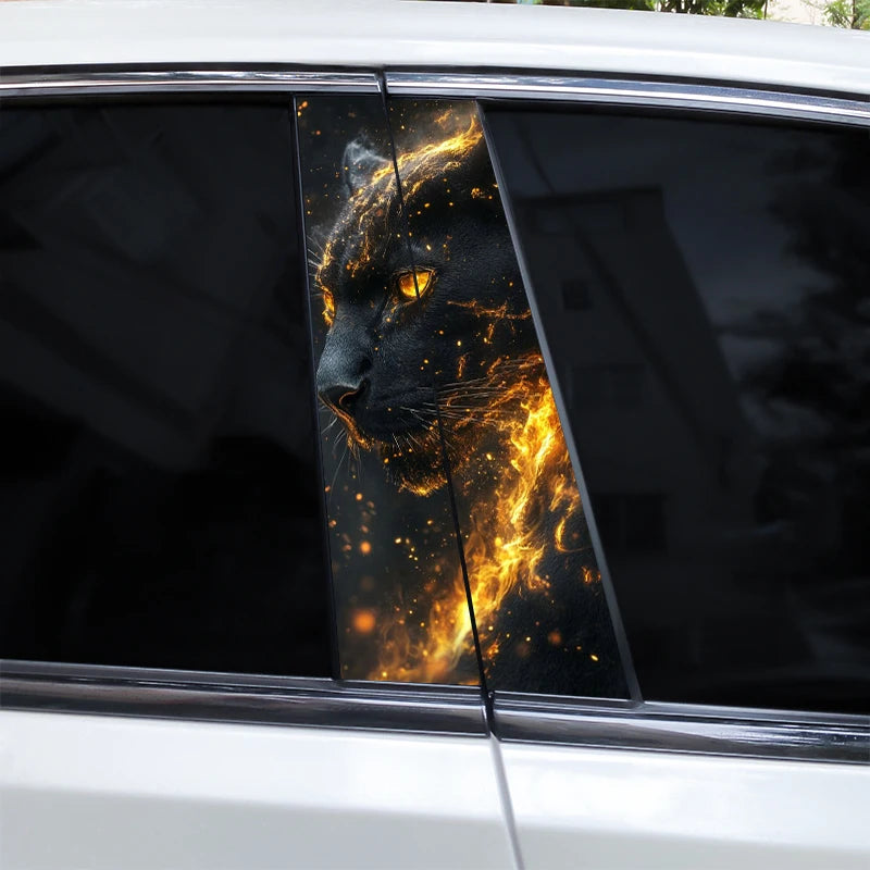 2PCS Tiger Car B-Pillar Decal, Scratch-Resistant Animal Style PVC Stickers for Car Body