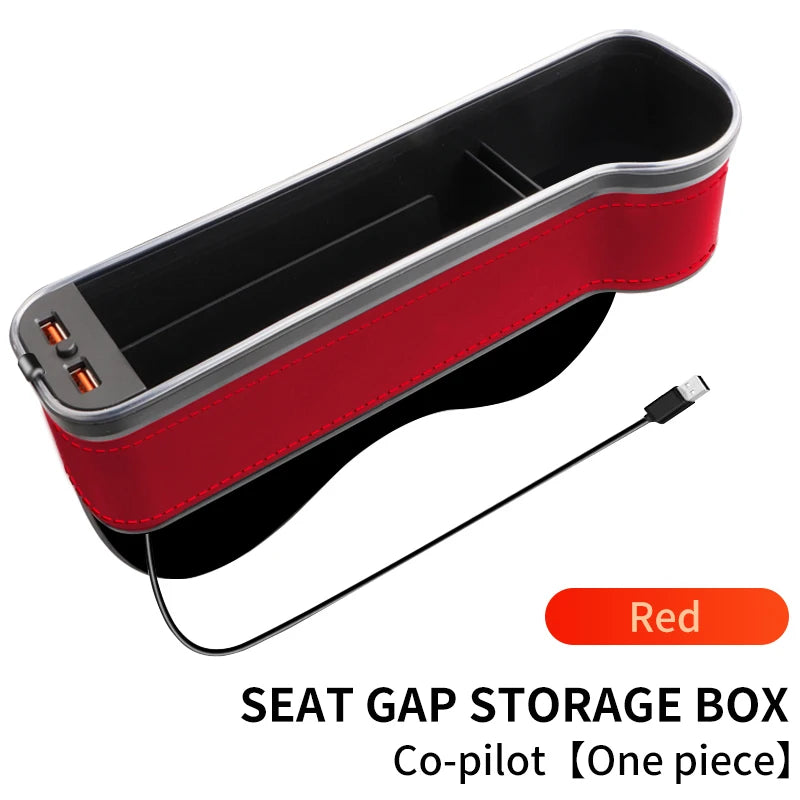 Car Seat Gap Filler with LED Lights, Cup Holder & Dual USB Charger, 7-Colour Storage Organizer