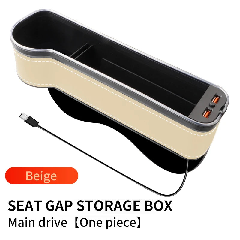 Car Seat Gap Filler with LED Lights, Cup Holder & Dual USB Charger, 7-Colour Storage Organizer