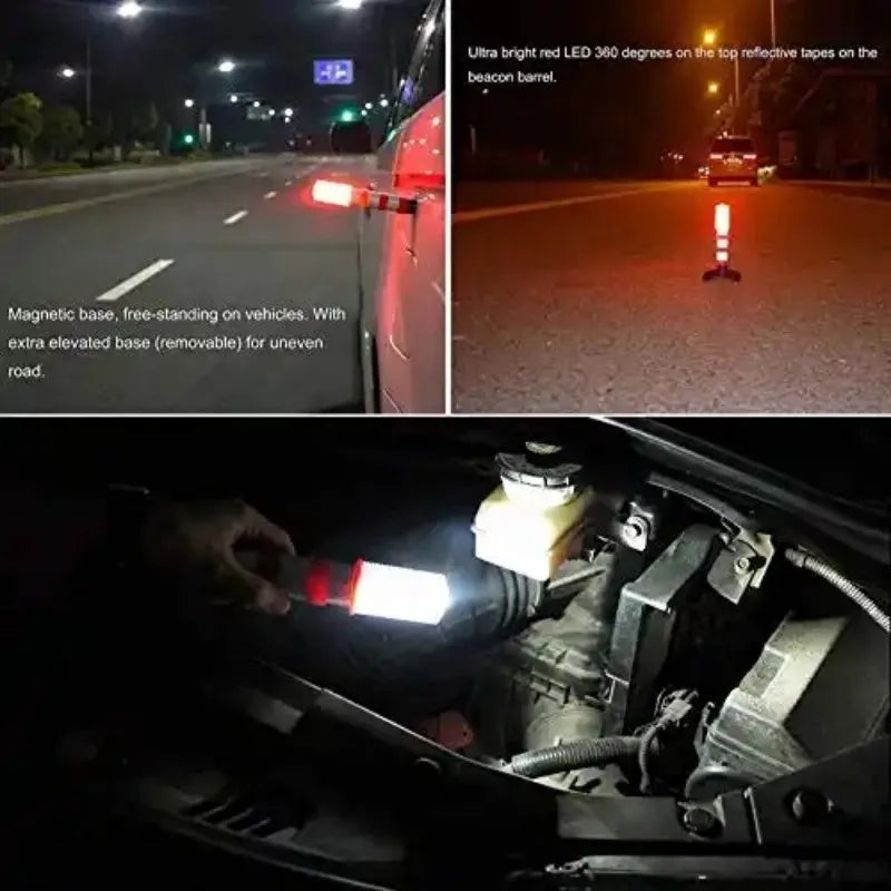 2PCS Magnetic LED Roadside Emergency Warning Lights, Traffic Strobe Baton Beacon Safety Flares