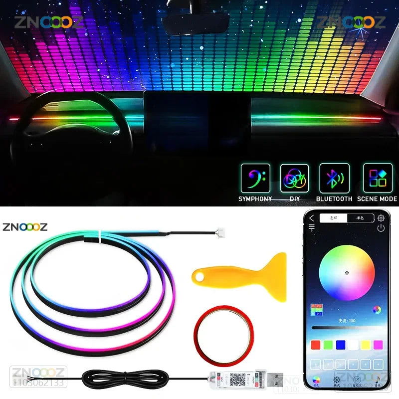 140cm RGB Car Ambient Light – APP Controlled LED Interior Strip for Tesla Model 3 Y S X, USB
