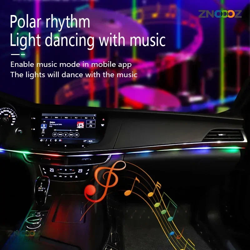 140cm RGB Car Ambient Light – APP Controlled LED Interior Strip for Tesla Model 3 Y S X, USB