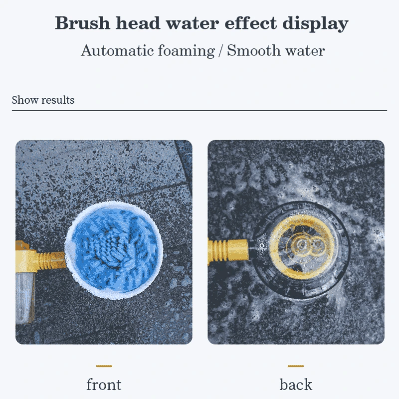 360° Car Rotary Wash Brush Kit, Automatic Rotating High-Pressure Foam Washer for Vehicle Cleaning