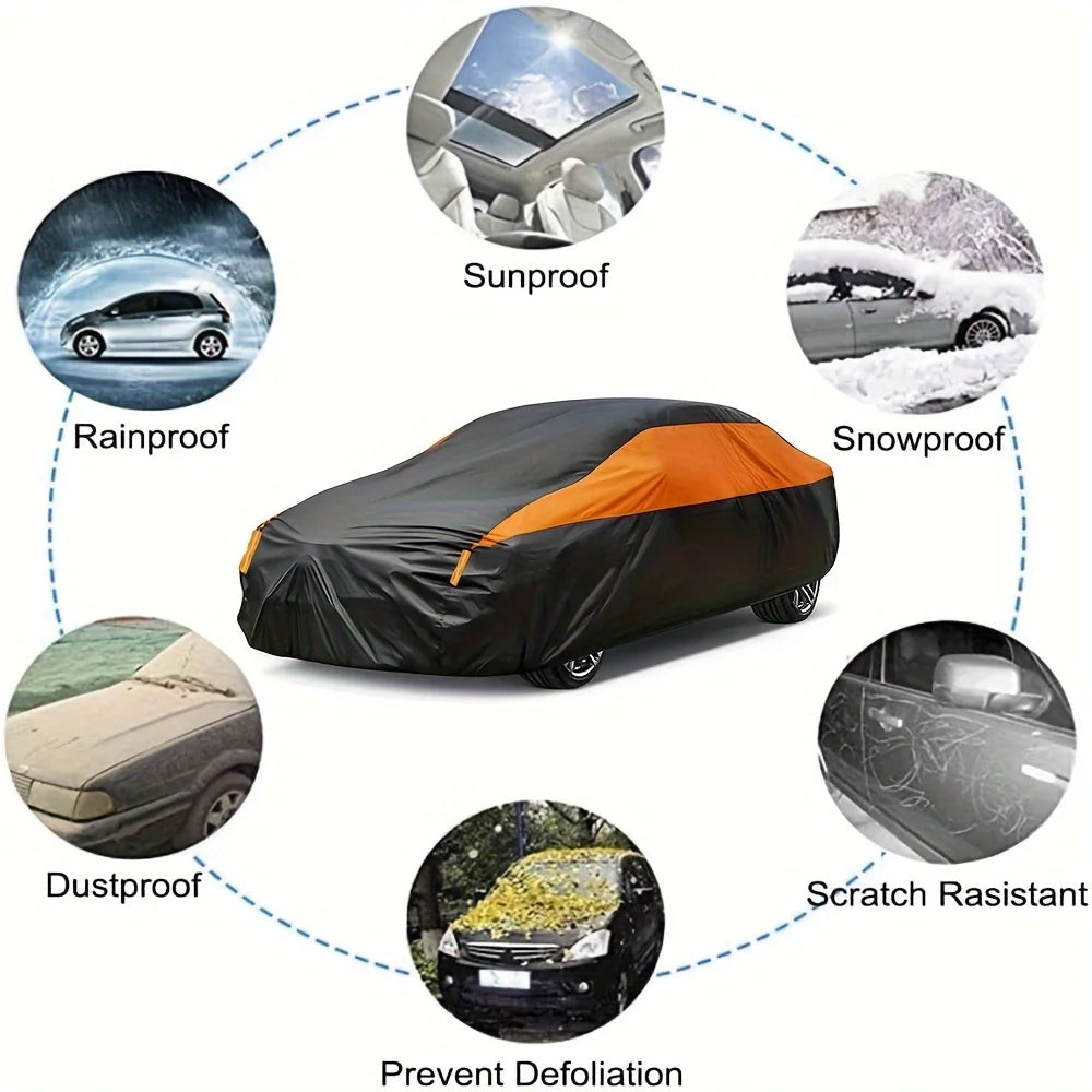Universal Car Cover 190T Waterproof UV Protection for SUV and Sedan, Outdoor Rain Snow Shield