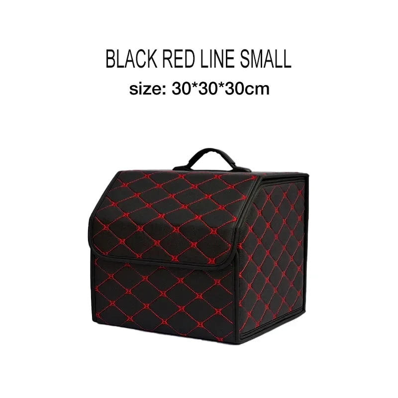 Car Trunk Organiser Box Large Capacity PU Leather Folding Storage Bag for Auto Tools and Emergency Use