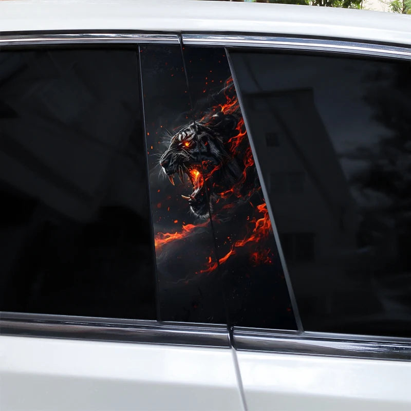 2PCS Tiger Car B-Pillar Decal, Scratch-Resistant Animal Style PVC Stickers for Car Body