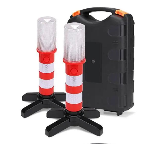 2PCS Magnetic LED Roadside Emergency Warning Lights, Traffic Strobe Baton Beacon Safety Flares
