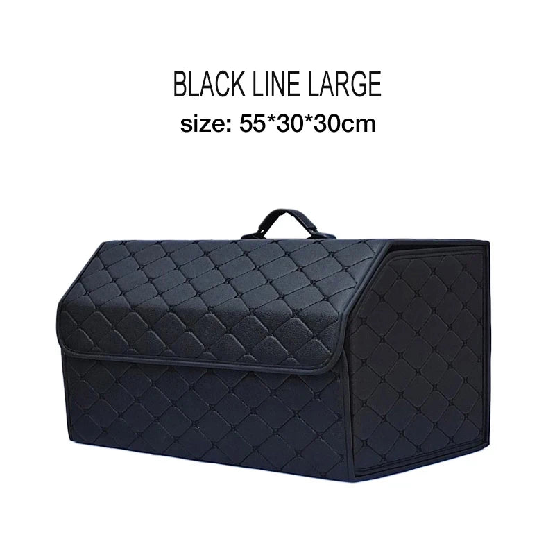 Car Trunk Organiser Box Large Capacity PU Leather Folding Storage Bag for Auto Tools and Emergency Use
