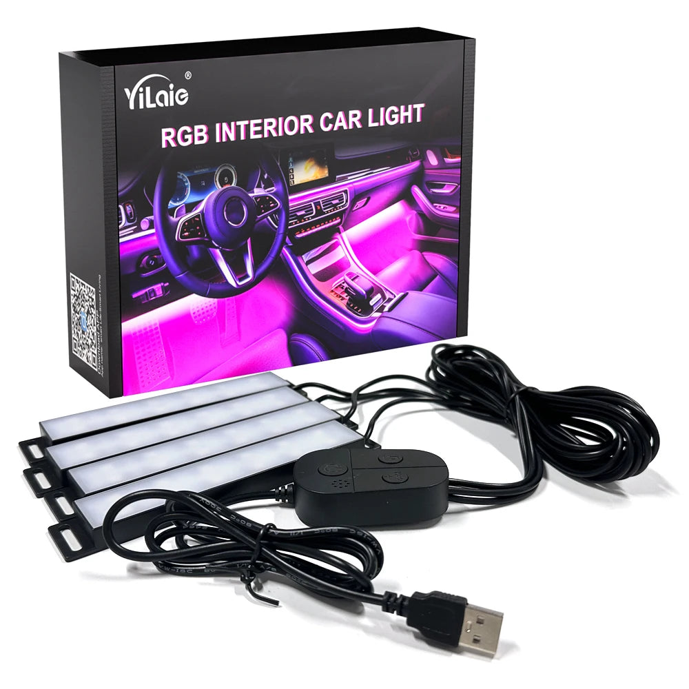 RGB Car Ambient LED Footwell Lights – APP + Box Control, Music Sync, 12V Interior Neon Strip