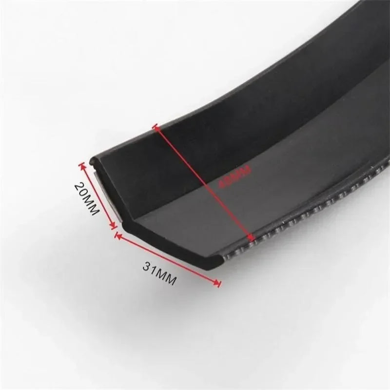 2.5M Universal Carbon Fibre Car Bumper Lip, Anti-Scratch Rubber Spoiler for Front & Side Skirts