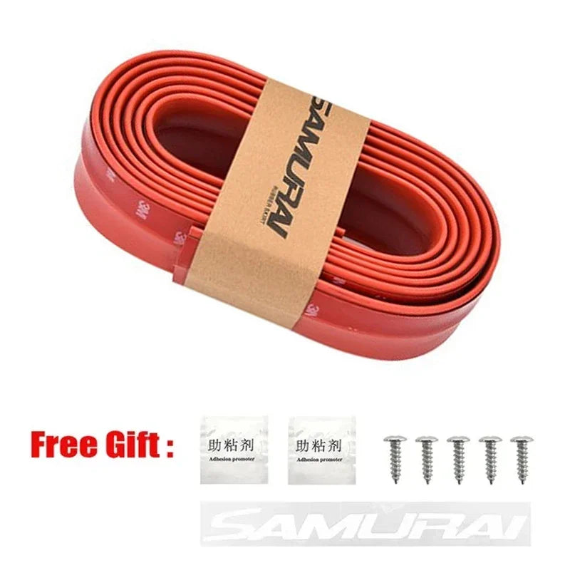 2.5M Universal Carbon Fibre Car Bumper Lip, Anti-Scratch Rubber Spoiler for Front & Side Skirts