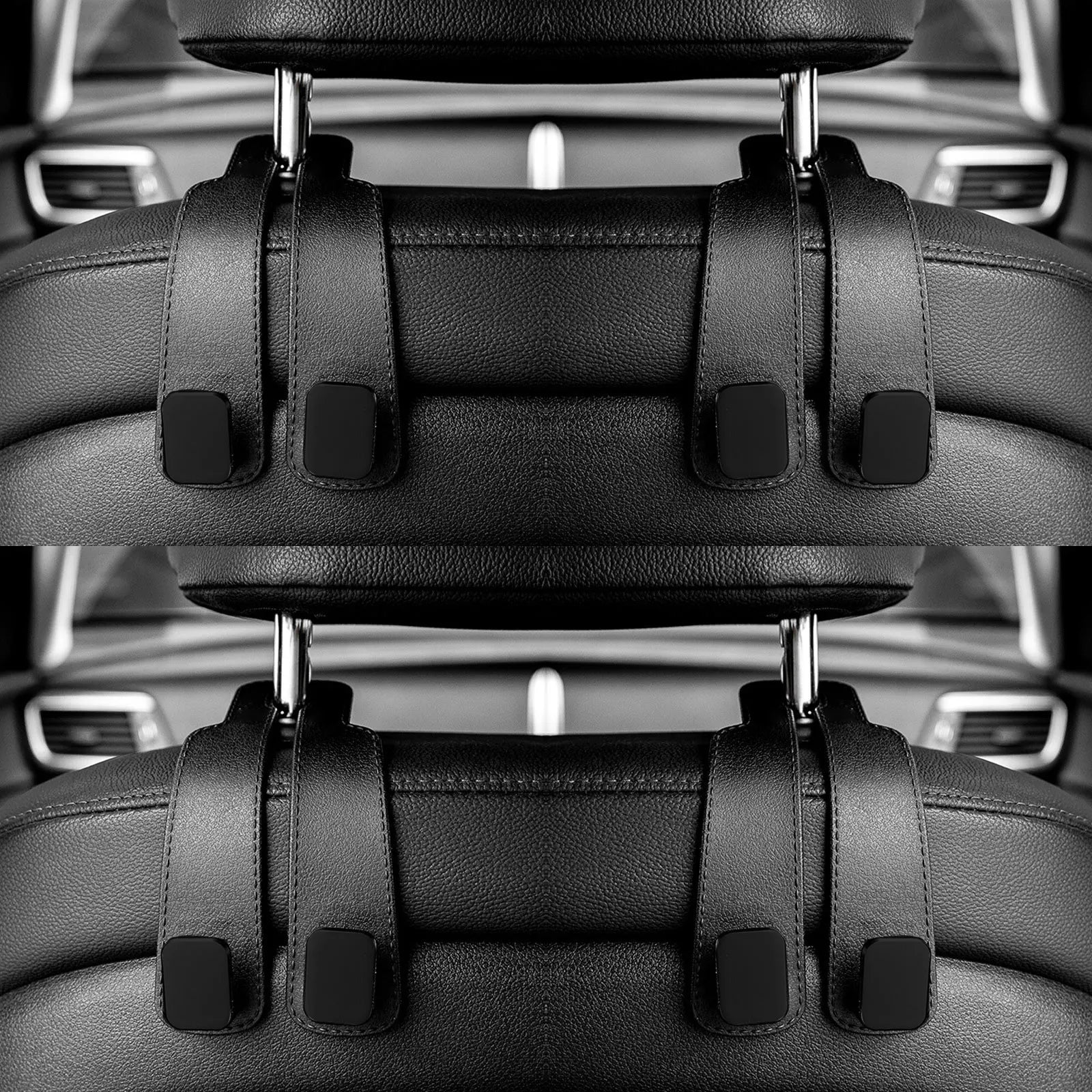Universal Car Headrest Hooks, Seat Back Hanger for Bags, Organiser Holder Clips, Auto Fastener