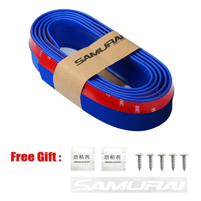 2.5M Universal Carbon Fibre Car Bumper Lip, Anti-Scratch Rubber Spoiler for Front & Side Skirts