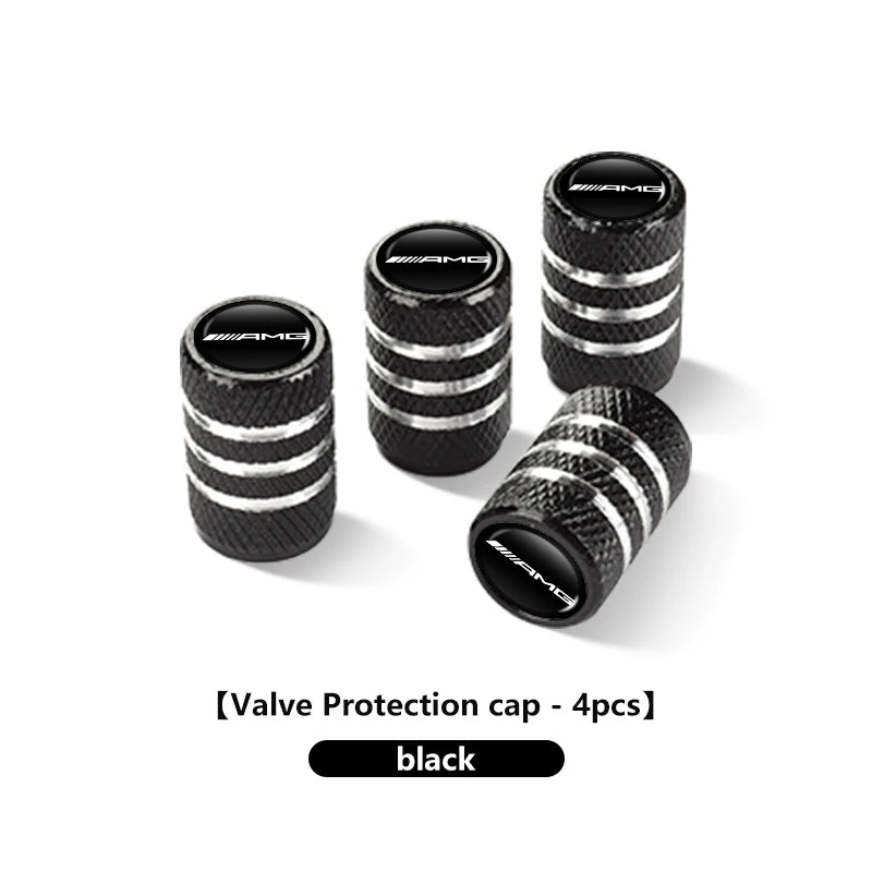 4x Aluminium Valve Caps for Mercedes-Benz, Tyre Dustproof Stem Covers for AMG A C E G GLC CLA