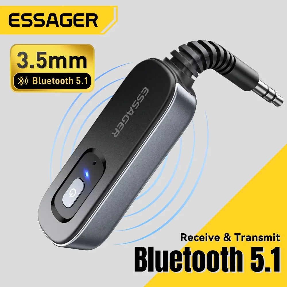 Essager Bluetooth 5.1 Audio Receiver & Transmitter, 3.5mm AUX, Mic, Wireless Adapter for Car, TV, PC