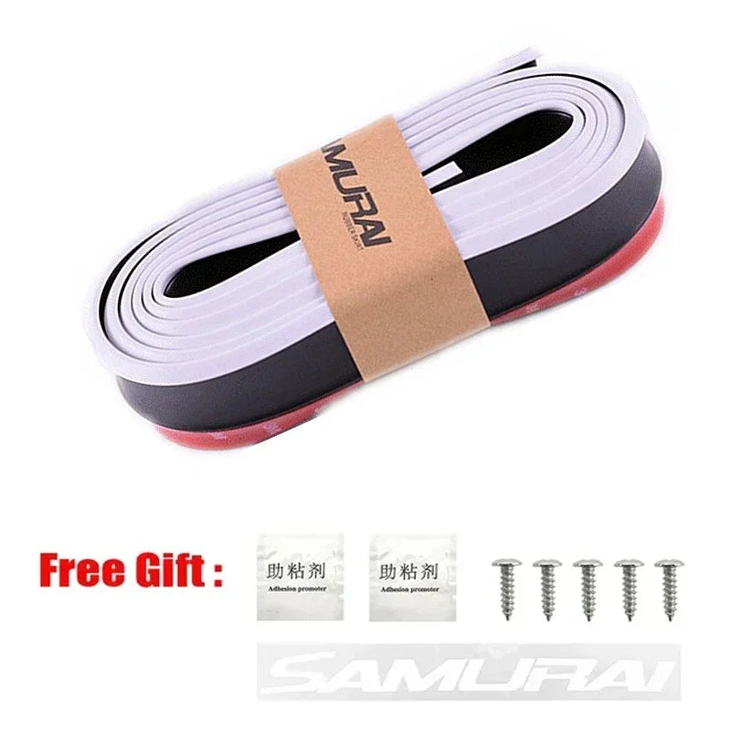 2.5M Universal Carbon Fibre Car Bumper Lip, Anti-Scratch Rubber Spoiler for Front & Side Skirts