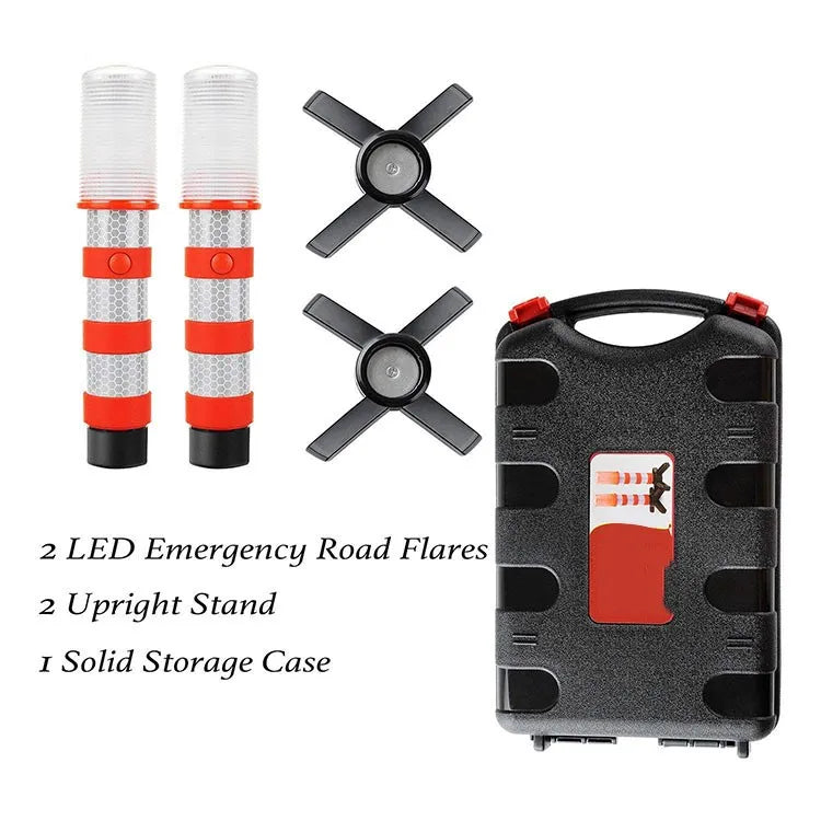 2PCS Magnetic LED Roadside Emergency Warning Lights, Traffic Strobe Baton Beacon Safety Flares