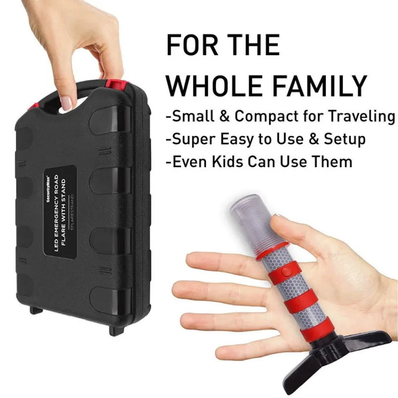 2PCS Magnetic LED Roadside Emergency Warning Lights, Traffic Strobe Baton Beacon Safety Flares