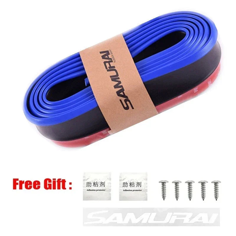 2.5M Universal Carbon Fibre Car Bumper Lip, Anti-Scratch Rubber Spoiler for Front & Side Skirts