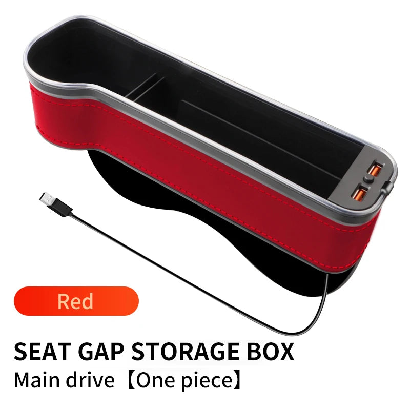 Car Seat Gap Filler with LED Lights, Cup Holder & Dual USB Charger, 7-Colour Storage Organizer