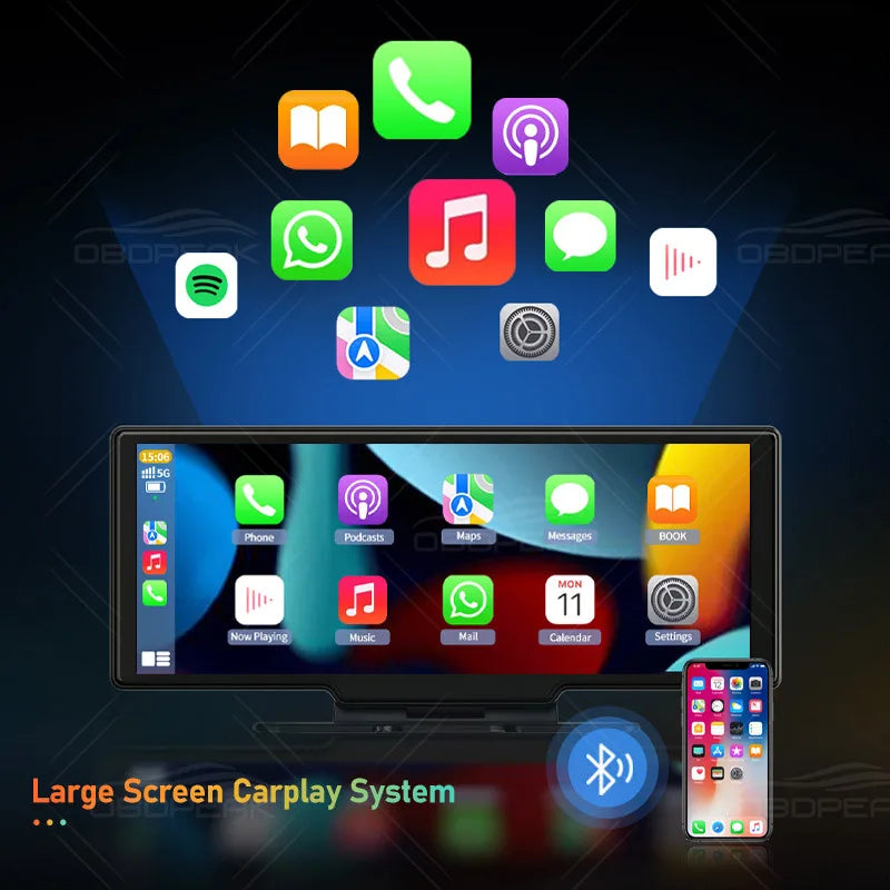 K2 4K Dash Cam with 10.26" Touchscreen, Carplay, Android Auto, GPS & Rearview Camera