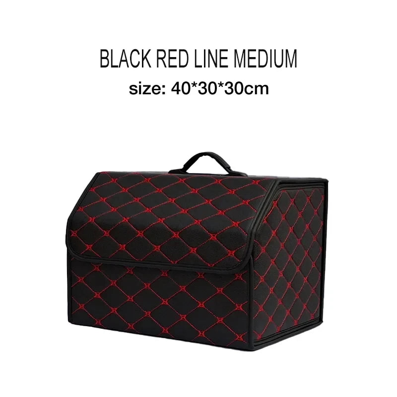 Car Trunk Organiser Box Large Capacity PU Leather Folding Storage Bag for Auto Tools and Emergency Use