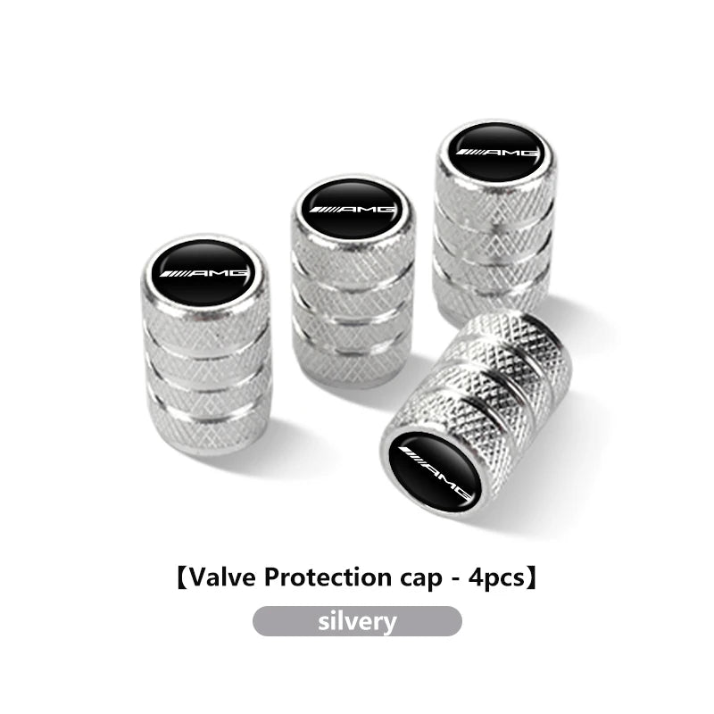 4x Aluminium Valve Caps for Mercedes-Benz, Tyre Dustproof Stem Covers for AMG A C E G GLC CLA