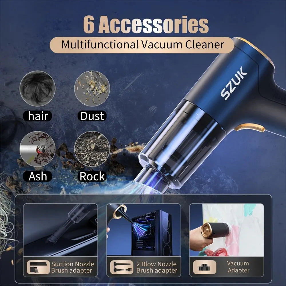SZUK 18000PA Handheld Car Vacuum Cleaner Portable Wireless Mini Duster Powerful Cleaning Machine