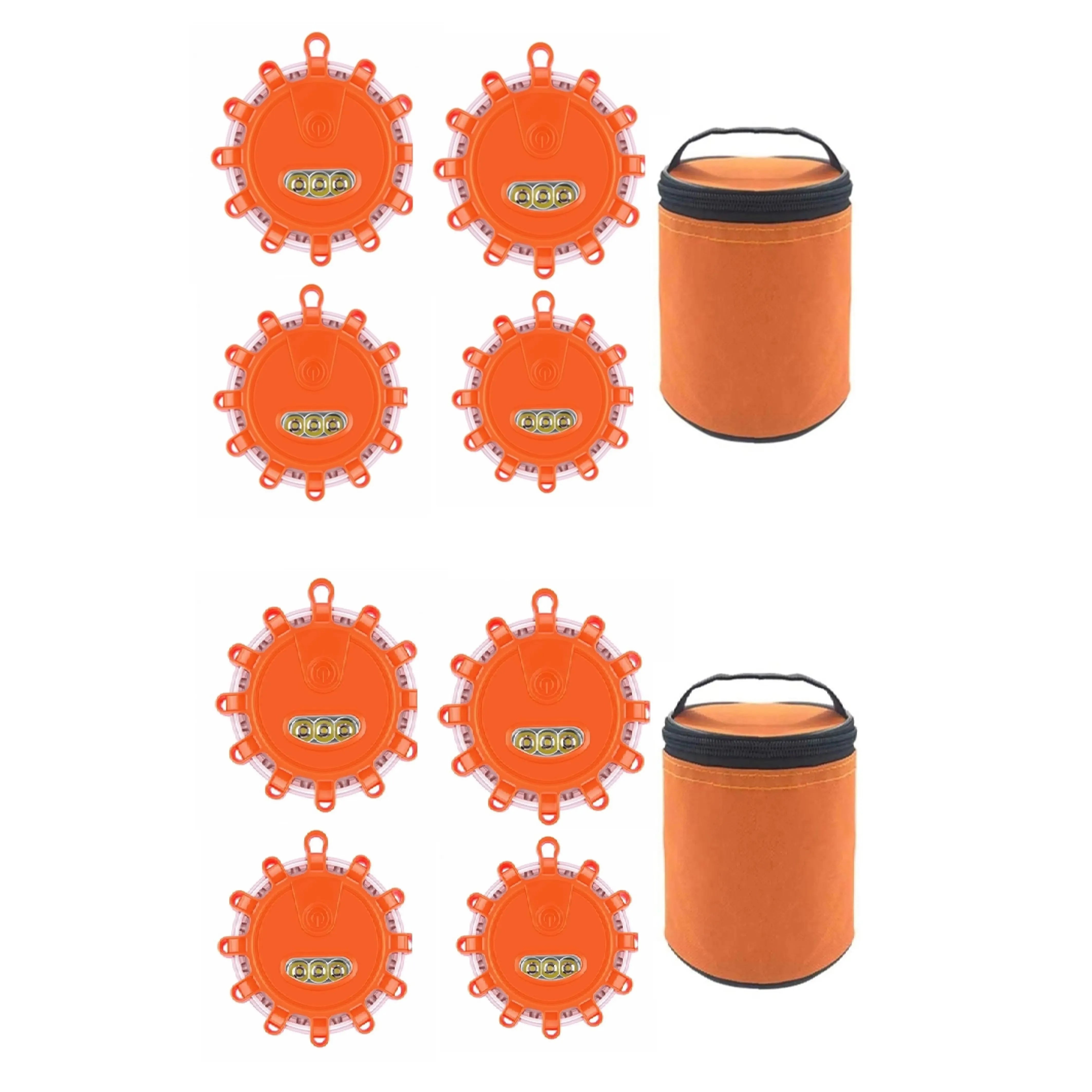 USB Rechargeable LED Road Flares, Magnetic Emergency Warning Lights, 9 Modes, Type-C Flare Kit