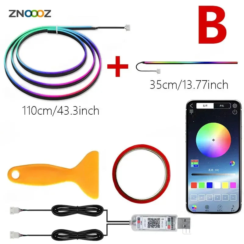 140cm RGB Car Ambient Light – APP Controlled LED Interior Strip for Tesla Model 3 Y S X, USB