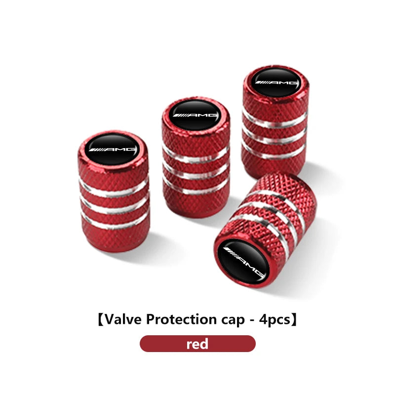 4x Aluminium Valve Caps for Mercedes-Benz, Tyre Dustproof Stem Covers for AMG A C E G GLC CLA