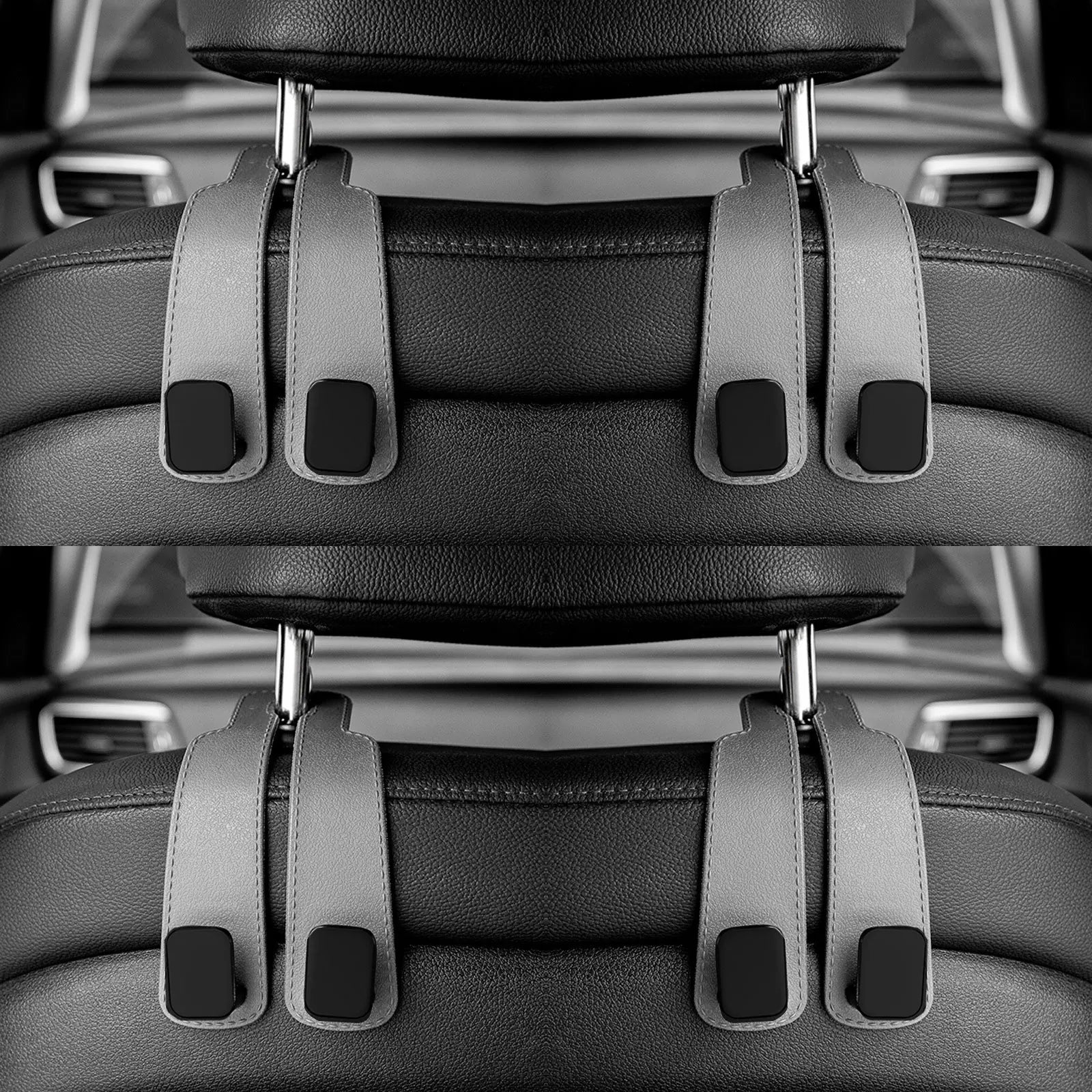 Universal Car Headrest Hooks, Seat Back Hanger for Bags, Organiser Holder Clips, Auto Fastener