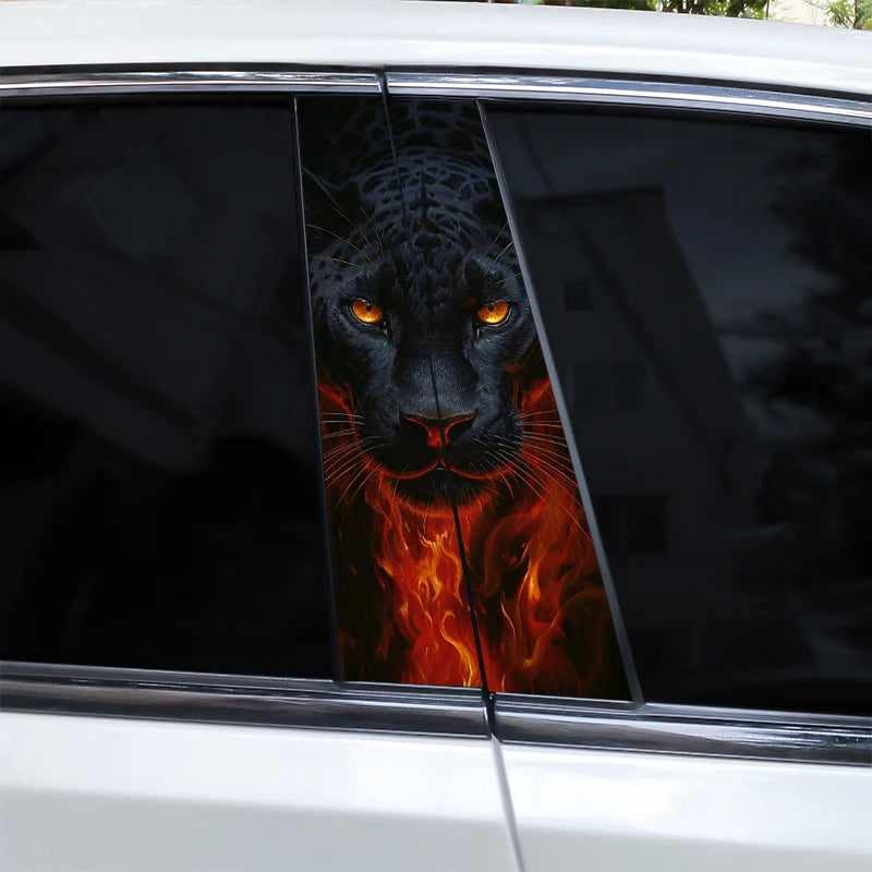 2PCS Tiger Car B-Pillar Decal, Scratch-Resistant Animal Style PVC Stickers for Car Body