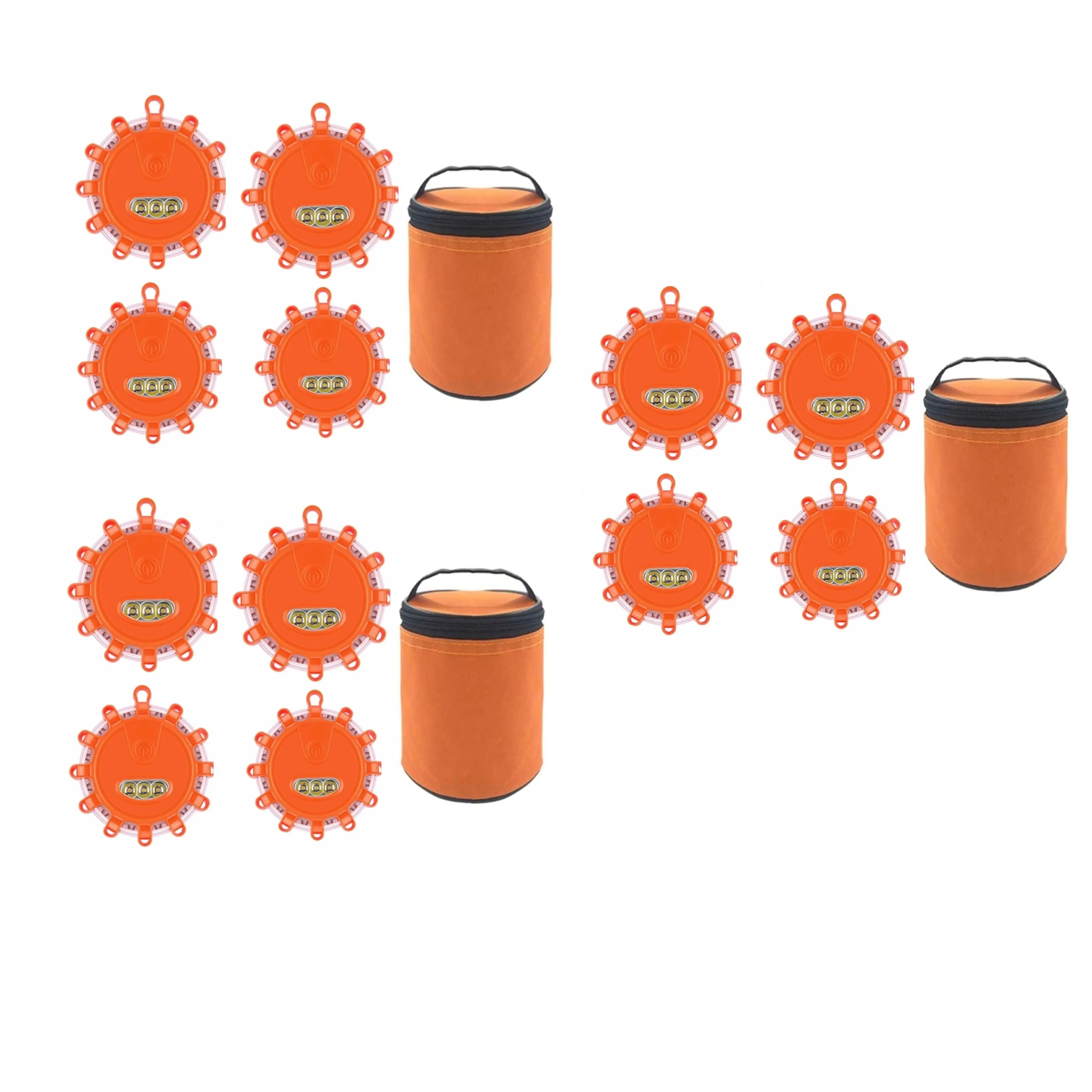 USB Rechargeable LED Road Flares, Magnetic Emergency Warning Lights, 9 Modes, Type-C Flare Kit