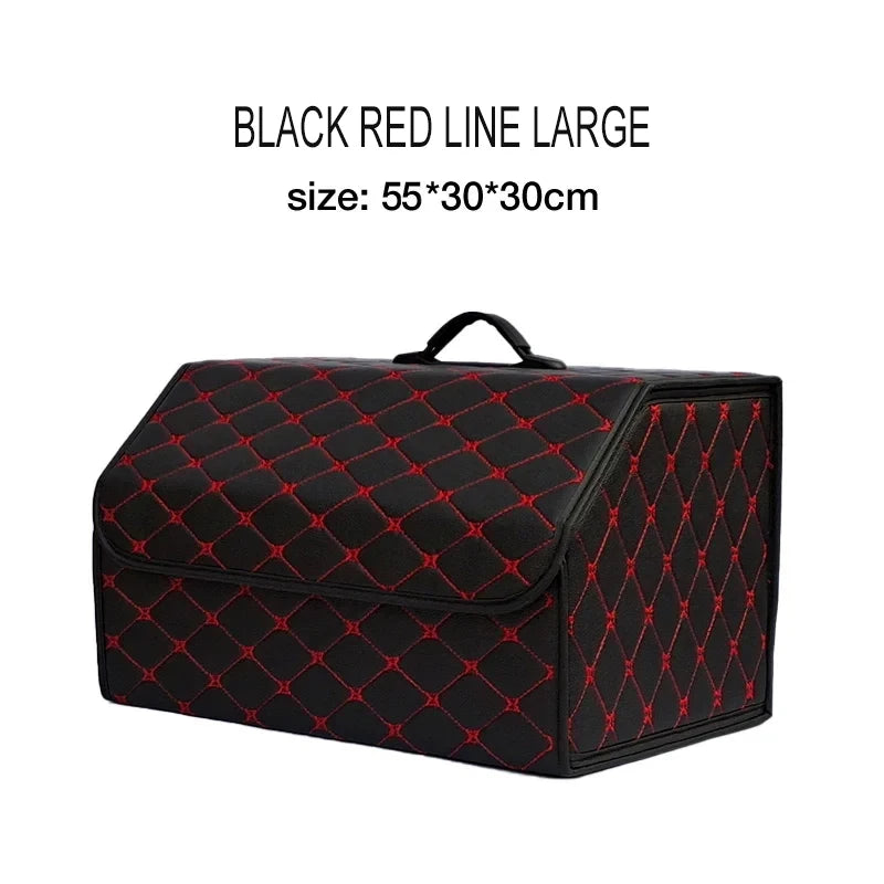 Car Trunk Organiser Box Large Capacity PU Leather Folding Storage Bag for Auto Tools and Emergency Use