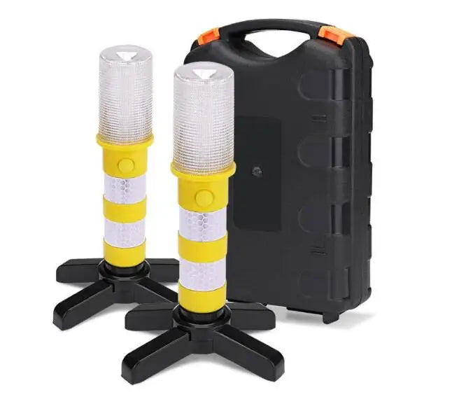2PCS Magnetic LED Roadside Emergency Warning Lights, Traffic Strobe Baton Beacon Safety Flares