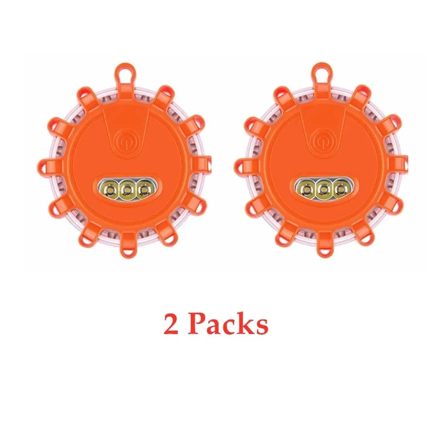 USB Rechargeable LED Road Flares, Magnetic Emergency Warning Lights, 9 Modes, Type-C Flare Kit