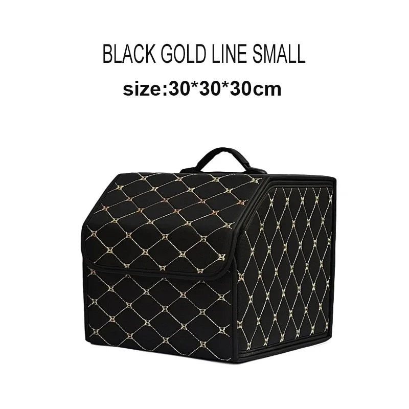 Car Trunk Organiser Box Large Capacity PU Leather Folding Storage Bag for Auto Tools and Emergency Use
