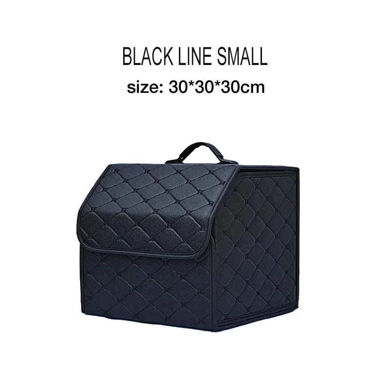 Car Trunk Organiser Box Large Capacity PU Leather Folding Storage Bag for Auto Tools and Emergency Use