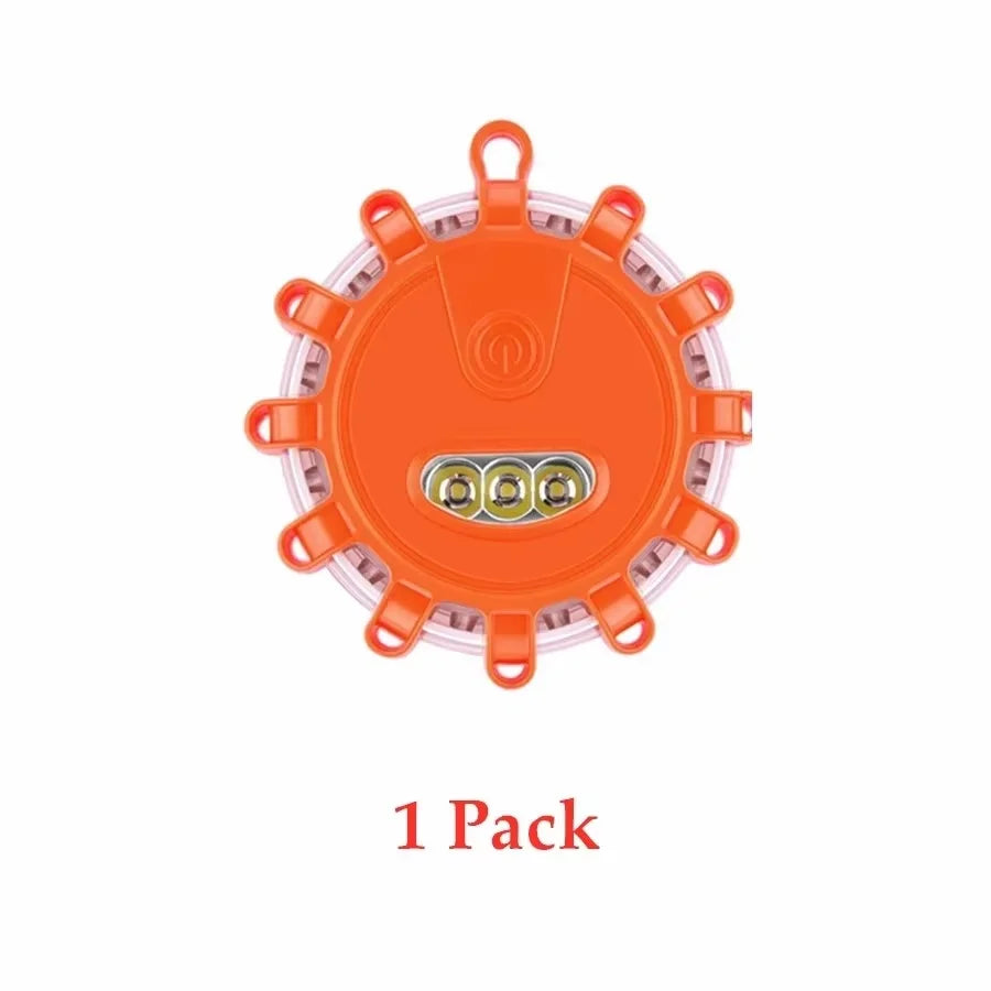 USB Rechargeable LED Road Flares, Magnetic Emergency Warning Lights, 9 Modes, Type-C Flare Kit