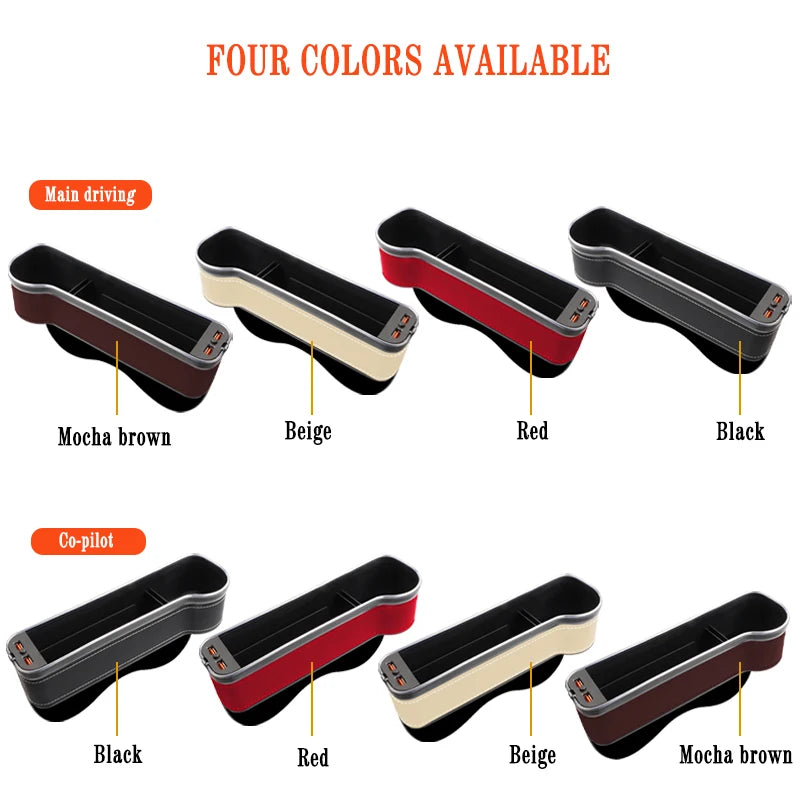 Car Seat Gap Filler with LED Lights, Cup Holder & Dual USB Charger, 7-Colour Storage Organizer