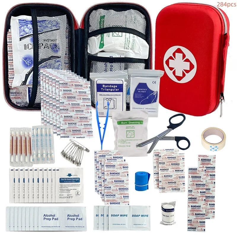 104PCS Mini First Aid Kit, Water-Resistant Hard Case for Car, Travel, Camping, Hiking, Home