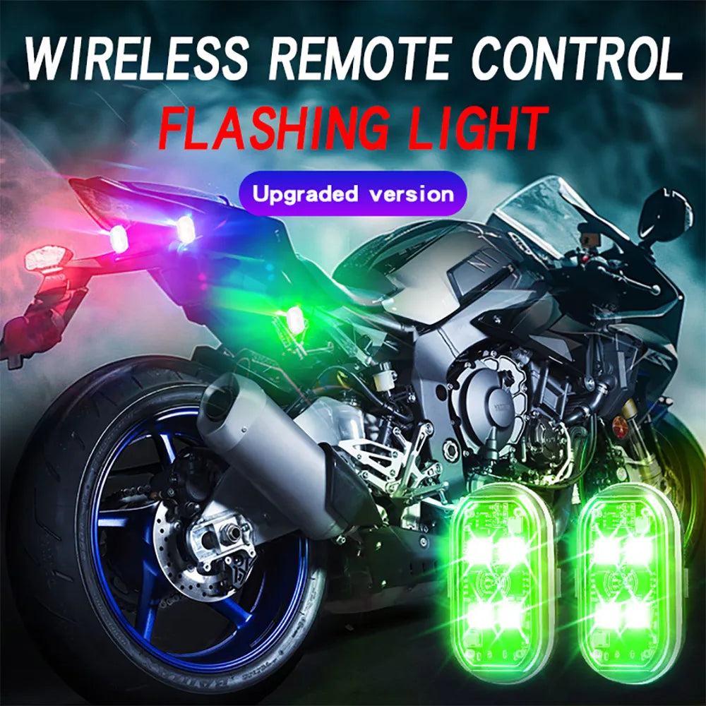 2/4PCS Wireless Rechargeable LED Strobe Lights, 8-Colour Car Atmosphere & Anti-Collision Lamps