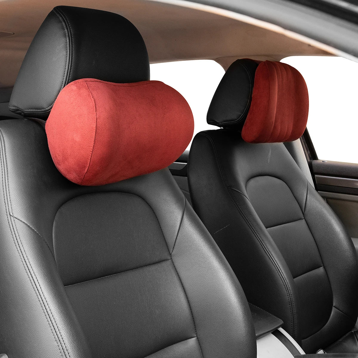 ForBell Suede Memory Foam Car Headrest & Neck Pillow, Ergonomic Support for Driver & Passenger